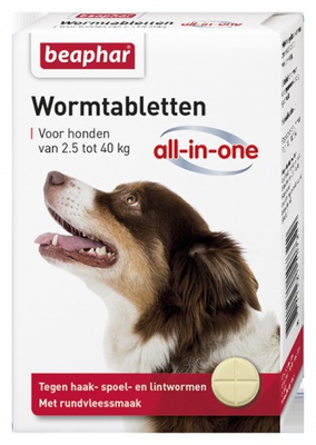 Beaphar wormtabletten all-in-one hond 17.5-70kg | 2 tabl