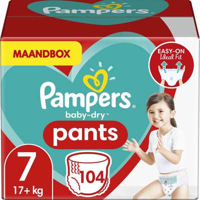Pampers Baby Dry Pants Luierbroekjes - Maat 7 (17+ kg) - 104 Stuks - Maandbox