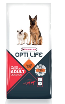 Opti life Adult Digestion Medium/Maxi 2x12,5 kg met een gratis artikel