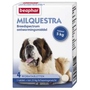 Beaphar Milquestra hond (5 tot 75 kg) 2x 4 tabletten