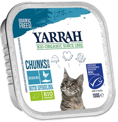 Yarrah biologisch chunks 24 x 100 gram: Kip met Rund