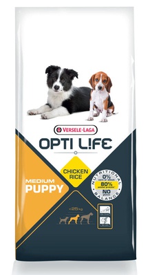 Opti Life Puppy Medium 2x12,5 kg met een gratis artikel