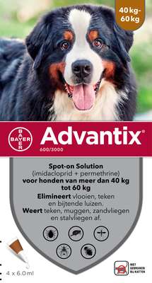 Advantix® 600 voor Honden | 40 - 60 kg | 4 pipetten
